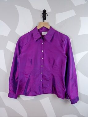 Worthington Vintage Y2k Micro Stripe Blouse in Purple | 8P